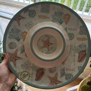 Coastal Chip and Dip serving platter Andrea Tachiera NWOT